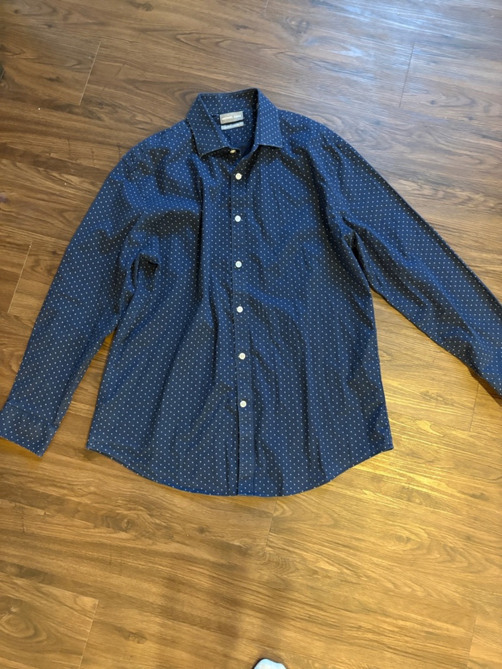 Nautica Navy Blue Microdot Long-Sleeve Dress Shirt - Picture 2 of 4
